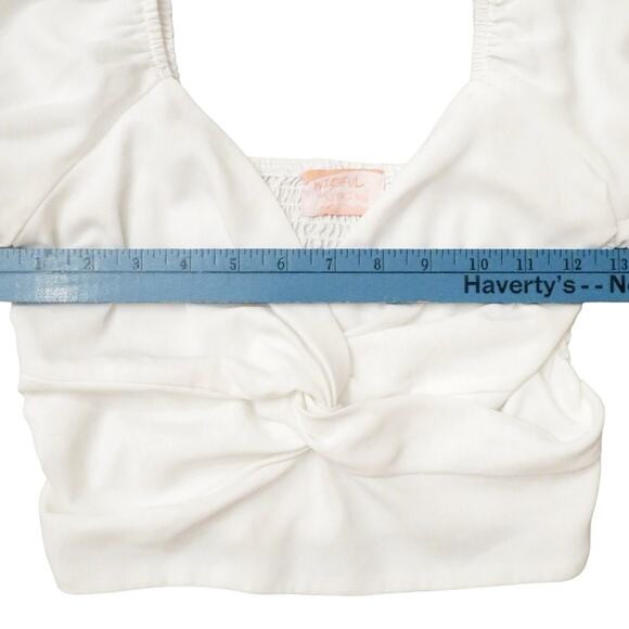 Wishful Thinking Womens Pullover Puff Sleeve Crop Top, Sweetheart White S NWOT - Picture 6 of 11